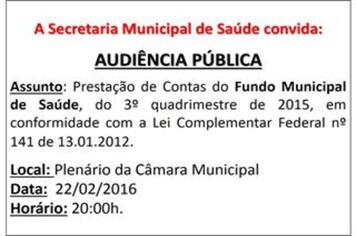 AUDIÊNCIA PÚBLICA - FUNDO MUNICIPAL DE SÁUDE