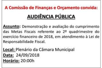 CONVITE PARA AUDIÊNCIA PÚBLICA