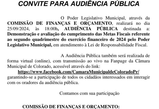 Audiência Pública - Metas Fiscais - 2024