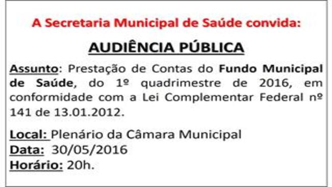 AUDIÊNCIA PÚBLICA -  FUNDO MUNICIPAL DE SAÚDE
