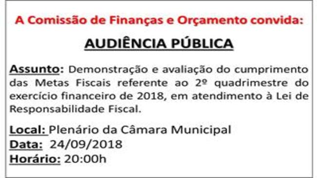 CONVITE PARA AUDIÊNCIA PÚBLICA